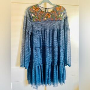 Anthropologie dress- Maeve- Sarama long sleeve embroidered dress- size Large